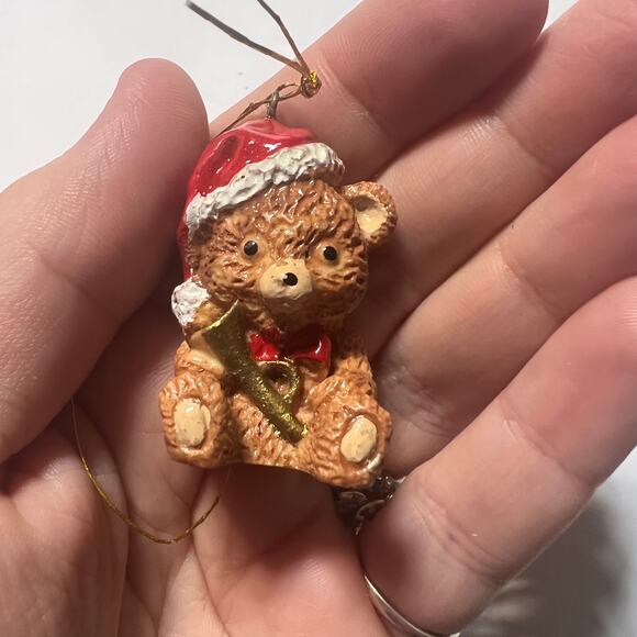 Vintage Barely Bears Christmas Ornaments Set of 3 Hand Painted Taiwan Boxed - Picture 4 of 16